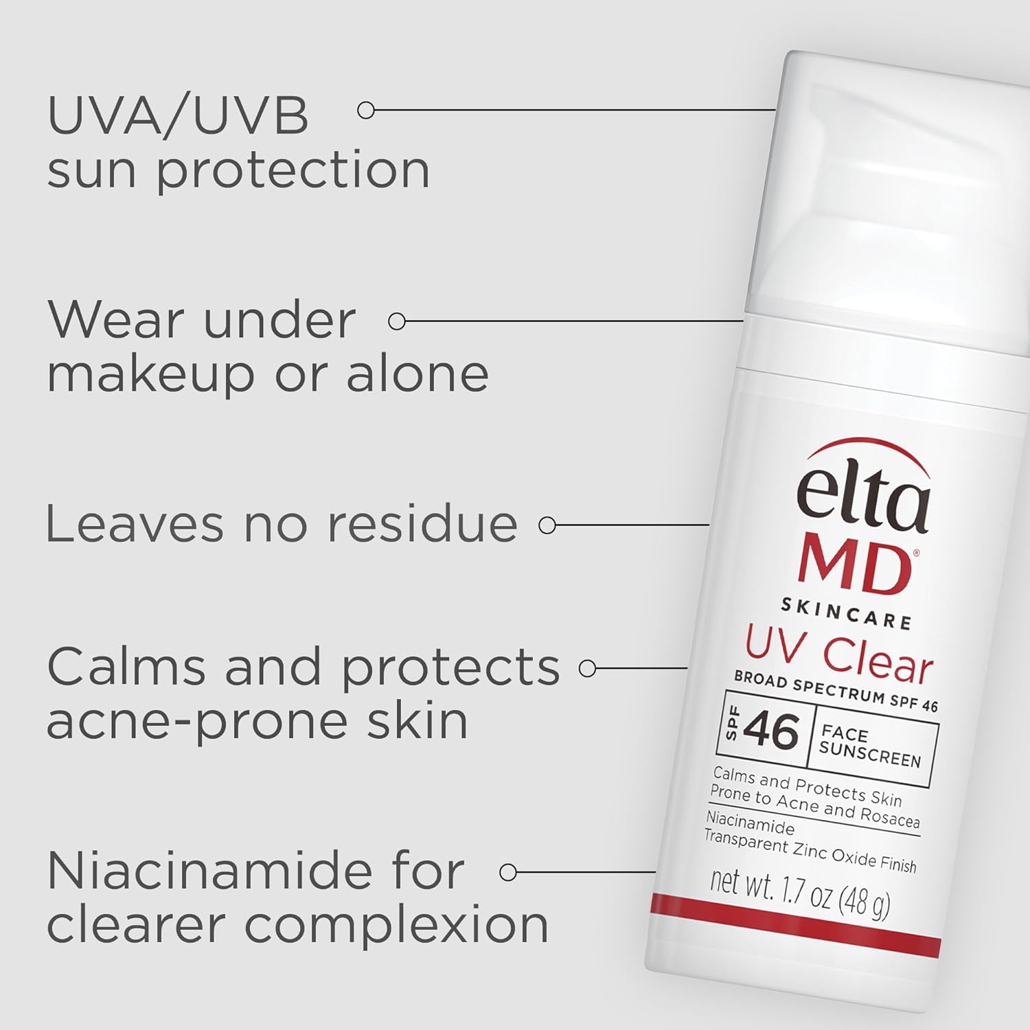 EltaMD UV Clear Face Sunscreen SPF 46, Oil Free Sunscreen with Zinc Oxide, Dermatologist Recommended Sunscreen 24hrsmart